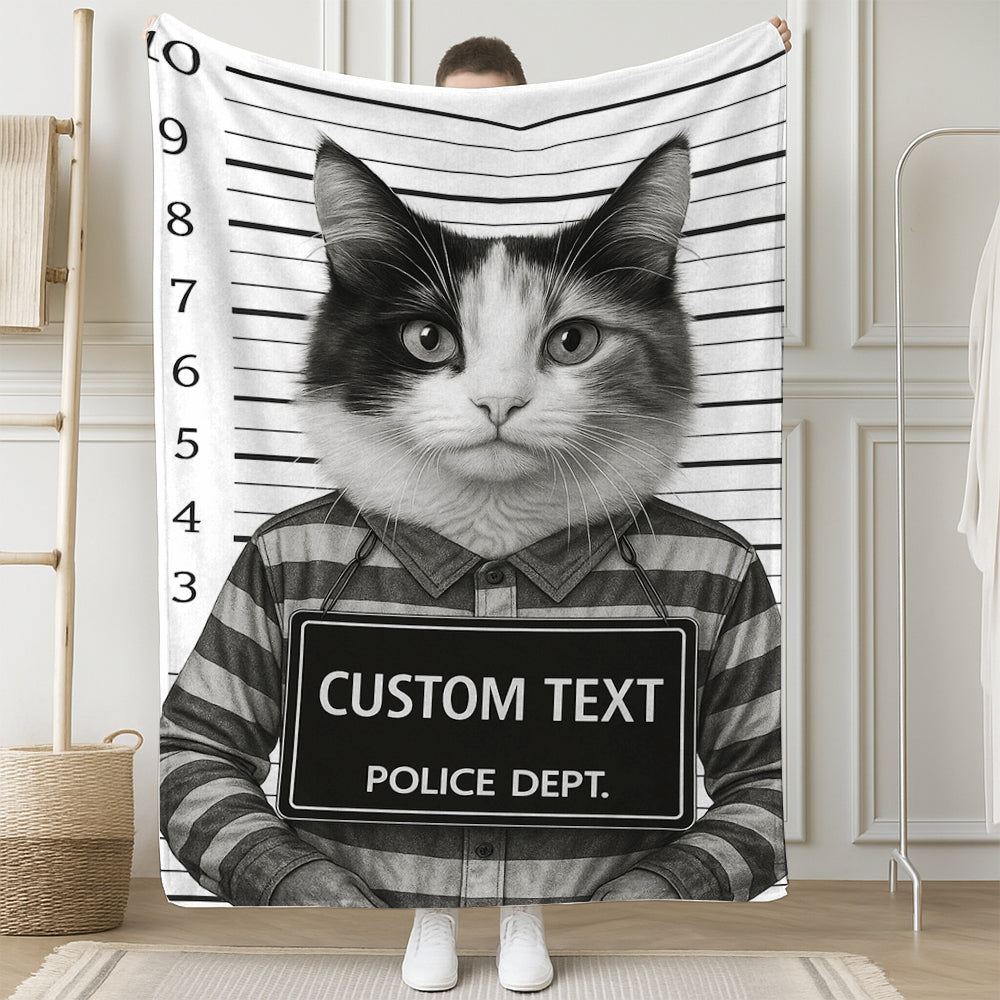 Custom Photo Cat Wanted By Pawlice Blanket _ Gifts For Cat Lovers