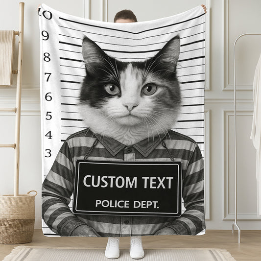 Custom Photo Cat Wanted By Pawlice Blanket _ Gifts For Cat Lovers