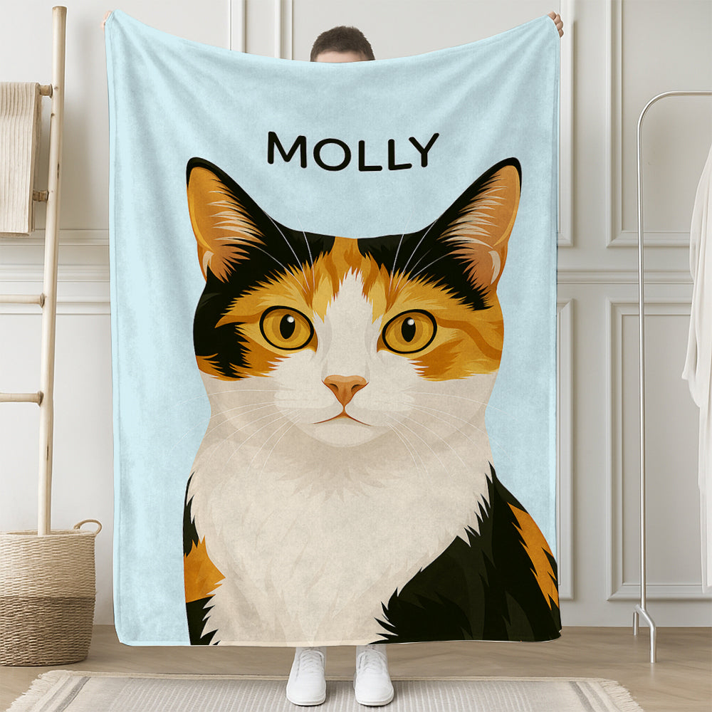 Custom Photo Minimalist Classic Cat Blanket Gift For Cat Lovers