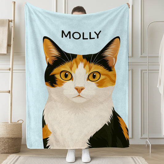 Custom Photo Minimalist Classic Cat Blanket Gift For Cat Lovers