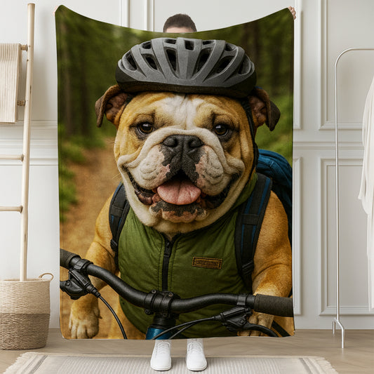 Custom Photo Mountain Biker Dog BlanketGift For Dog Lovers