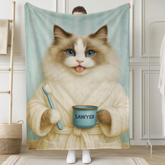 Custom Photo Cat Bathroom Blanket Cat Gifts Lovers