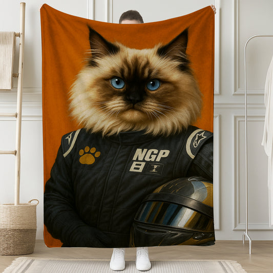 Custom Photo Cat Racer Blanket Gift For Cat Lovers