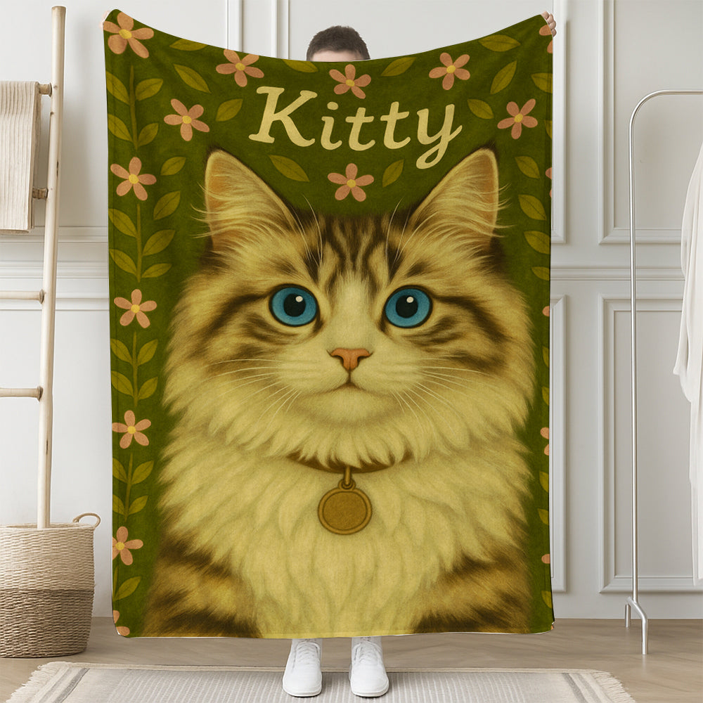 Custom Cat Portraits From Photo From Photo Blanket