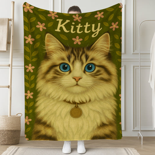 Custom Cat Portraits From Photo From Photo Blanket