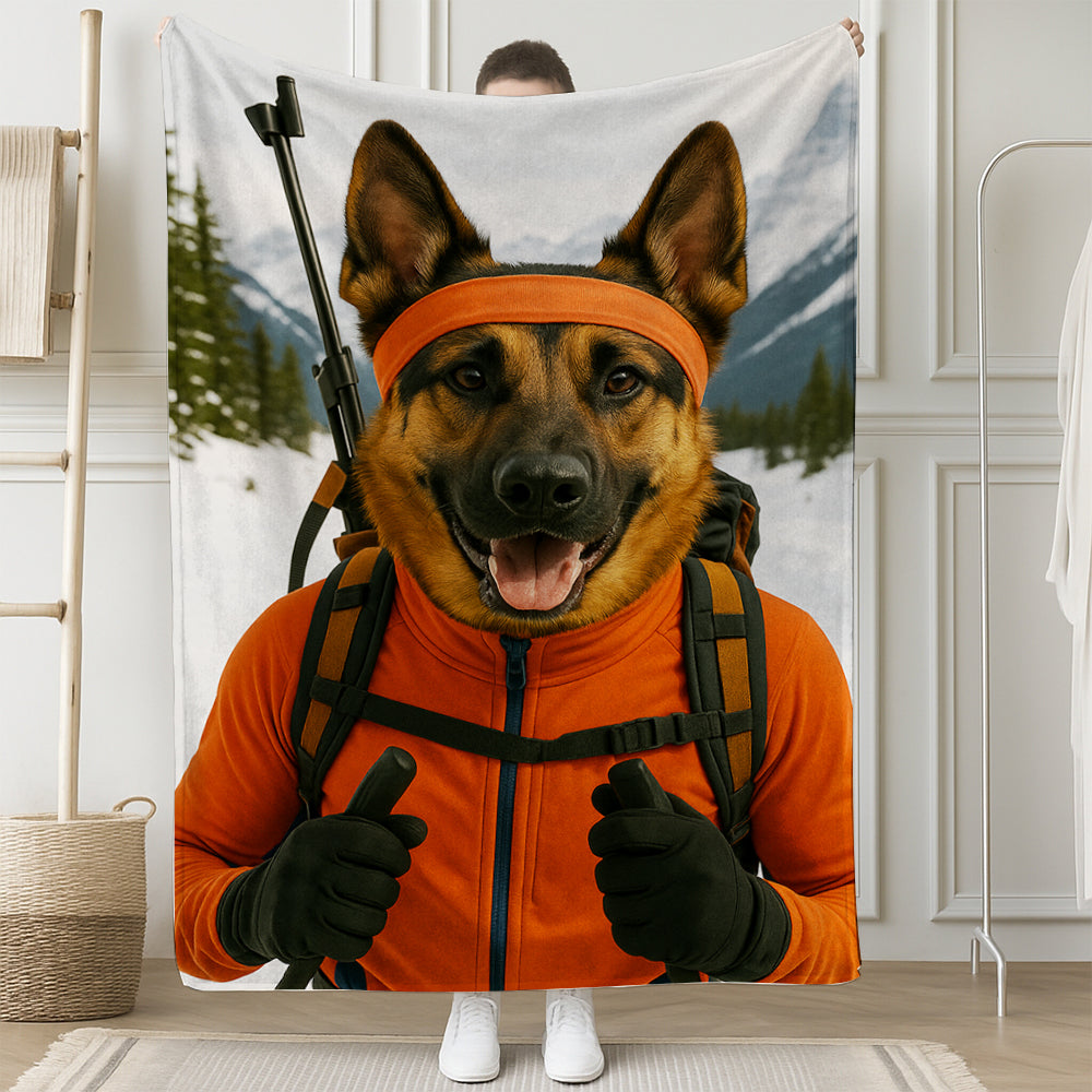 Custom Photo Biathlete Cross Country Skiing Dog BlanketGift For Dog Lovers
