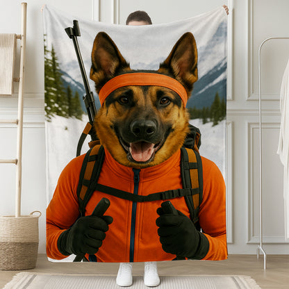 Custom Photo Biathlete Cross Country Skiing Dog BlanketGift For Dog Lovers
