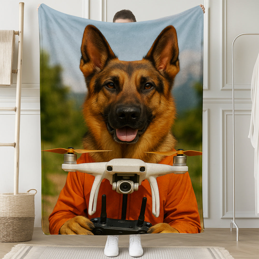 Custom Photo Drone Pilot Dog BlanketGift For Dog Lovers