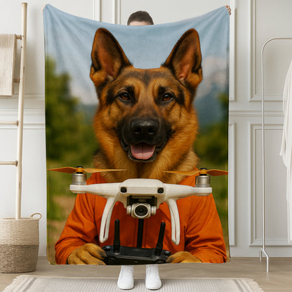 Custom Photo Drone Pilot Dog BlanketGift For Dog Lovers