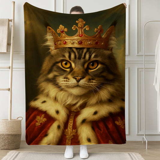 Custom Photo Cat Royal Blanket Pet King Portrait