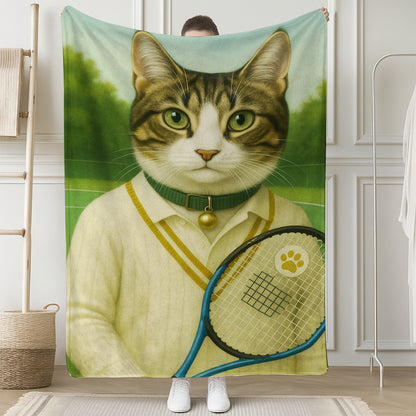 Custom Photo Tennis Player Cat Blanket
