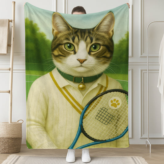 Custom Photo Tennis Player Cat Blanket