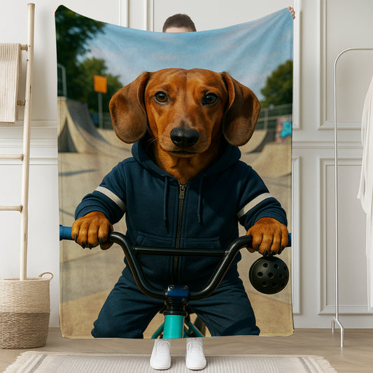 Custom Photo Bmx Bike Dog BlanketGift For Dog Lovers