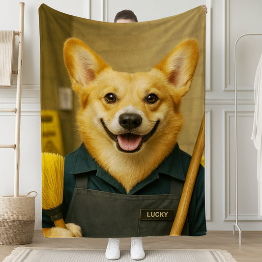 Custom Photo Janitor Dog BlanketGift For Dog Lovers