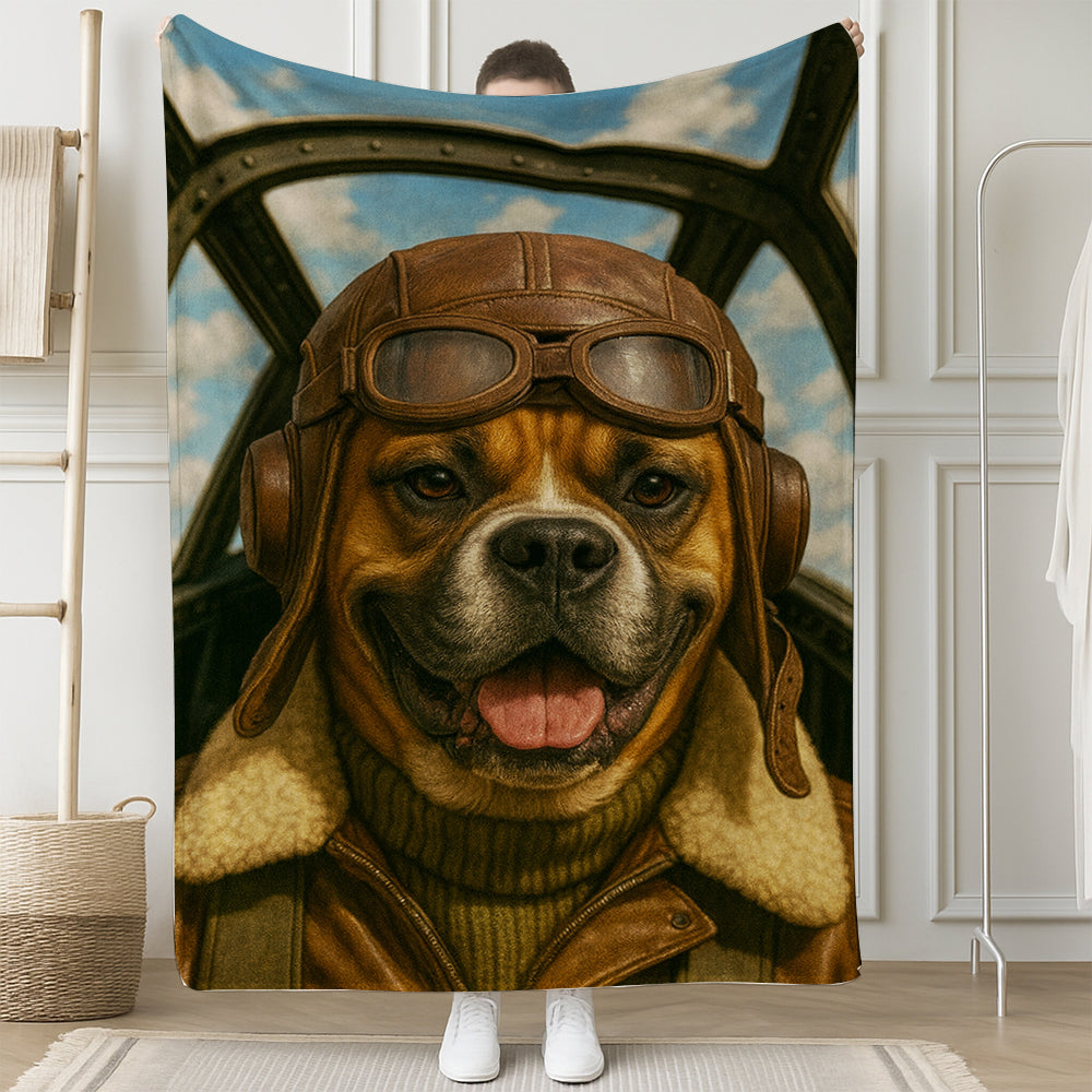 Custom Photo Pilot Dog BlanketGift For Dog Lover