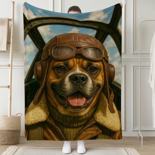 Custom Photo Pilot Dog BlanketGift For Dog Lover