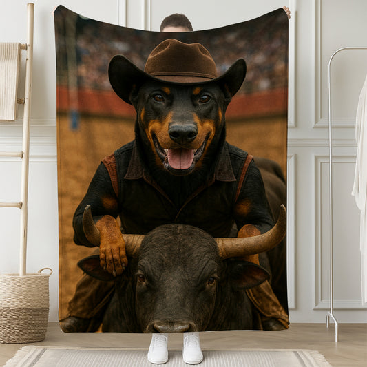 Custom Photo Bull Rider Cowboy Dog BlanketGift For Dog Lovers