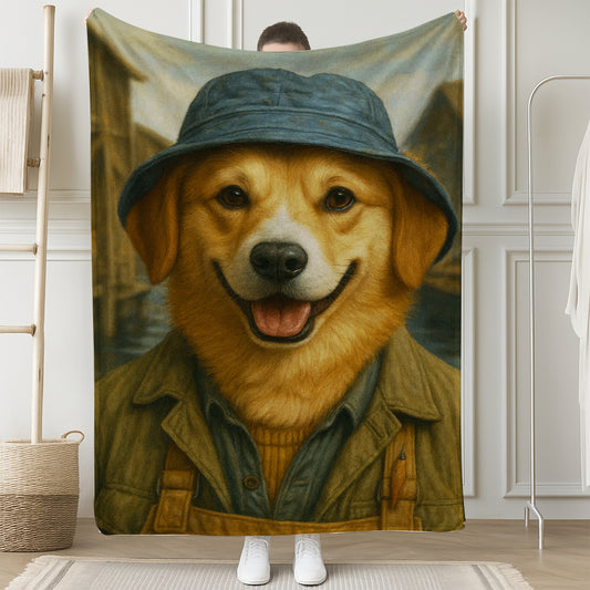 Custom Photo Fisherman Dog BlanketGift For Dog Lovers