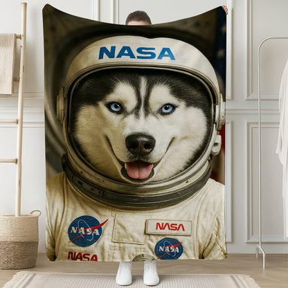 Custom Photo Astronaut Dog BlanketGift For Dog Lovers