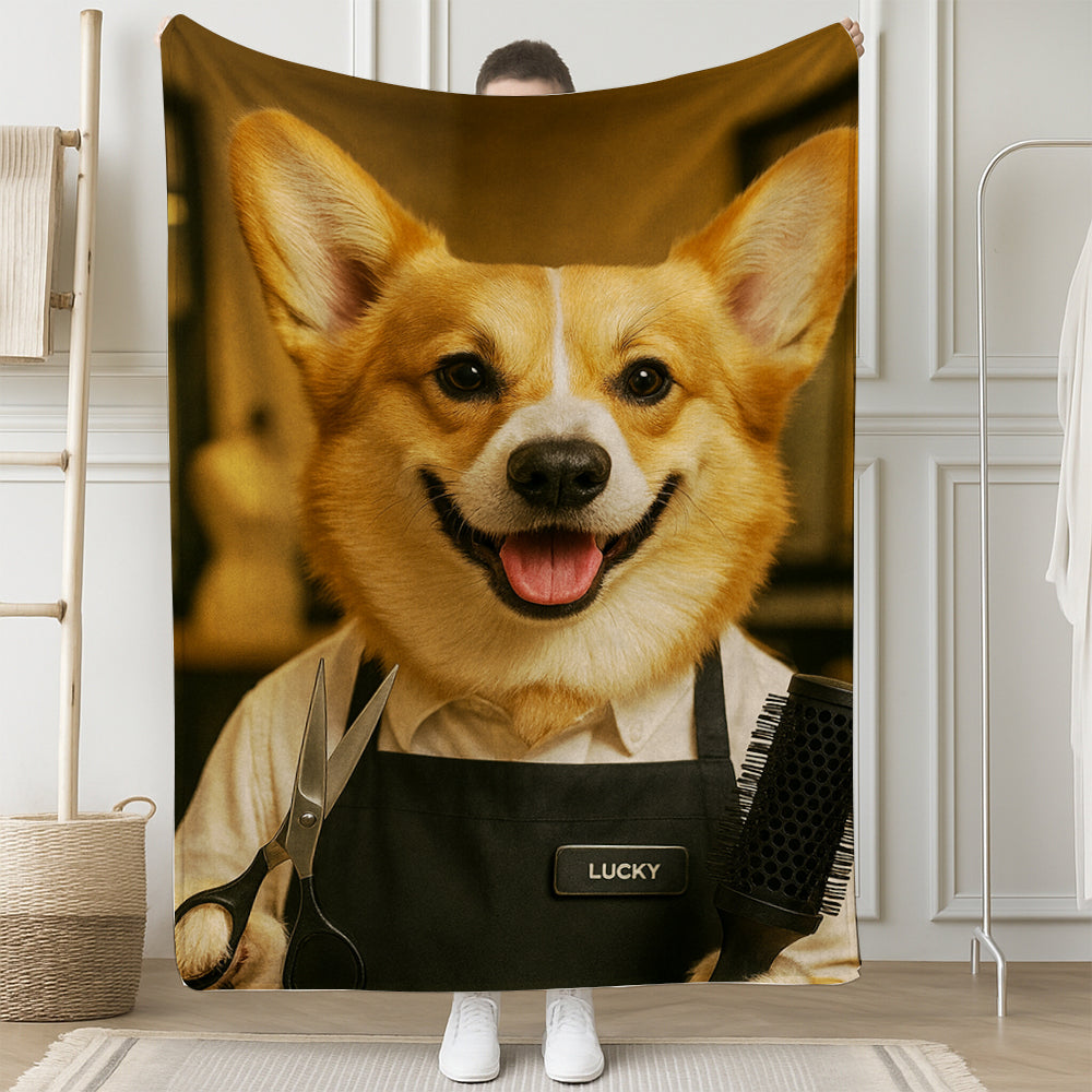 Custom Photo Hair Stylist Dog BlanketGift For Dog Lovers