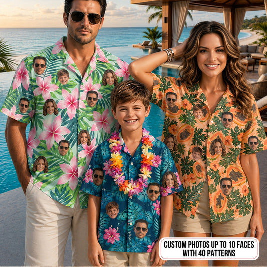 Custom Photo Face Aloha Shirt, Funny Personalized Hawaiian Shirt, Summer Beach Gift THUC99