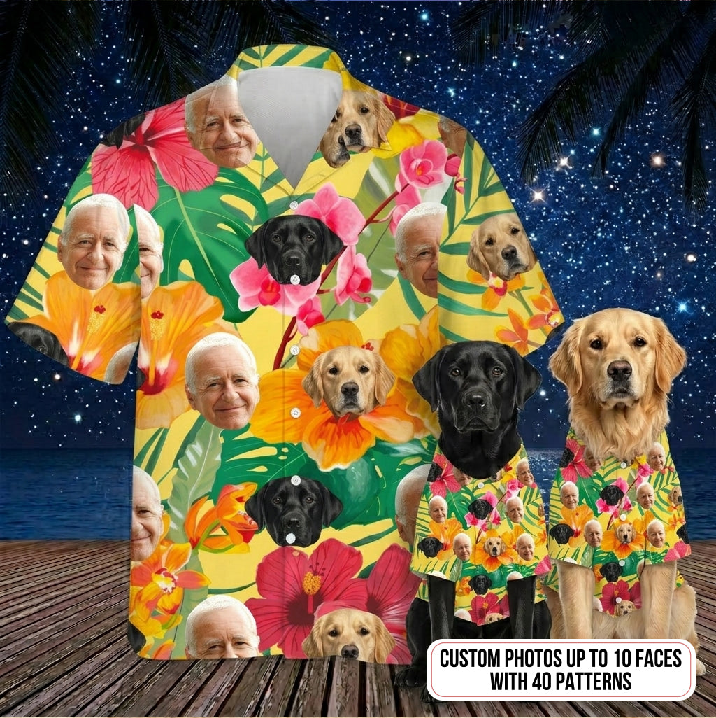 Custom Photo Dog Tropical Shirt, Personalized Hawaiian Shirt, Dog Lover Vacation Gift THUC99