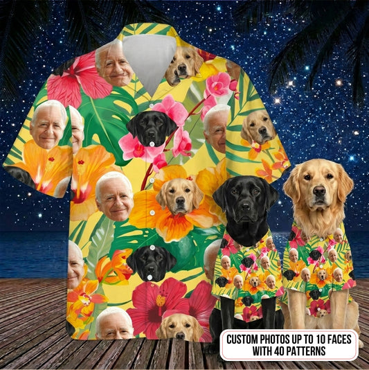 Custom Photo Dog Tropical Shirt, Personalized Hawaiian Shirt, Dog Lover Vacation Gift THUC99
