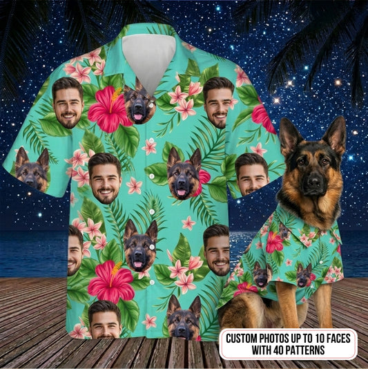 Custom Photo Dog Hawaiian Shirt, Personalized Pet Aloha Shirt, Family Matching Summer Outfit THUC99