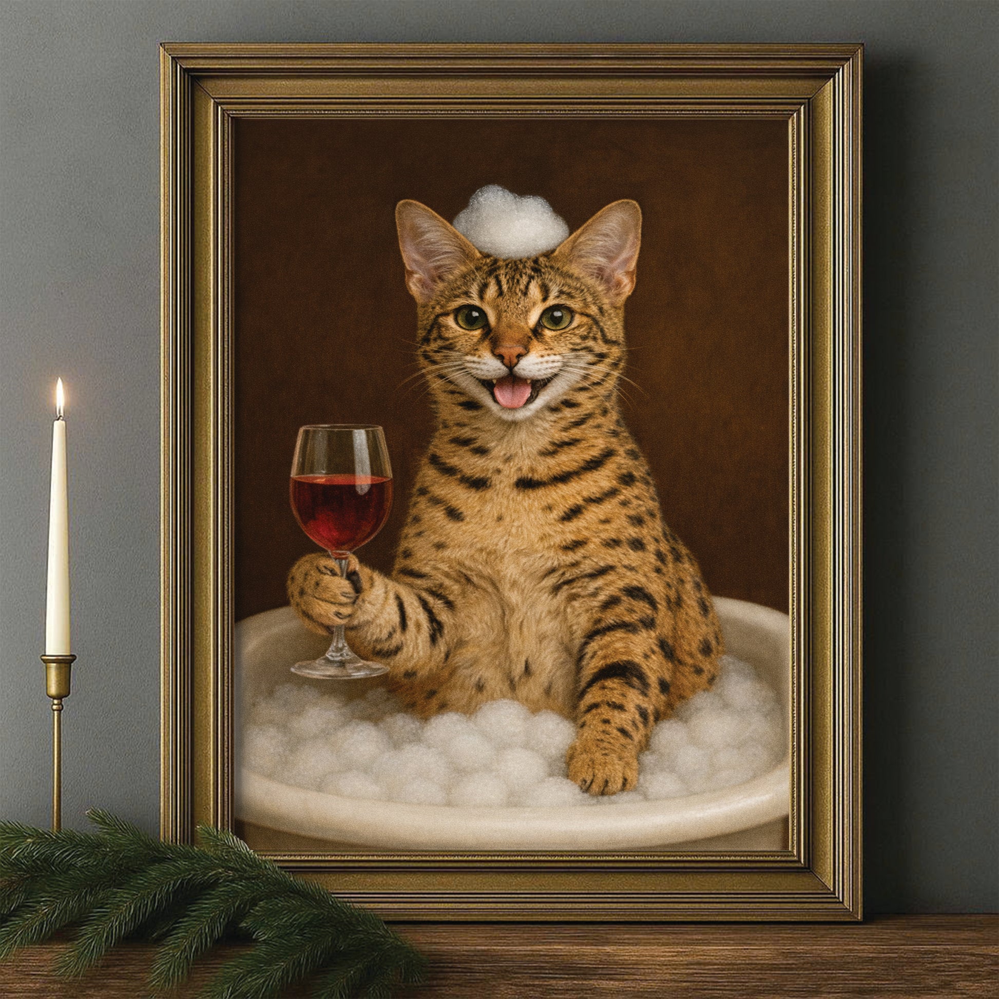 Custom Photo Cat Bathroom Style 27 Canvas Framed Wall Art Gift For Cat Lovers