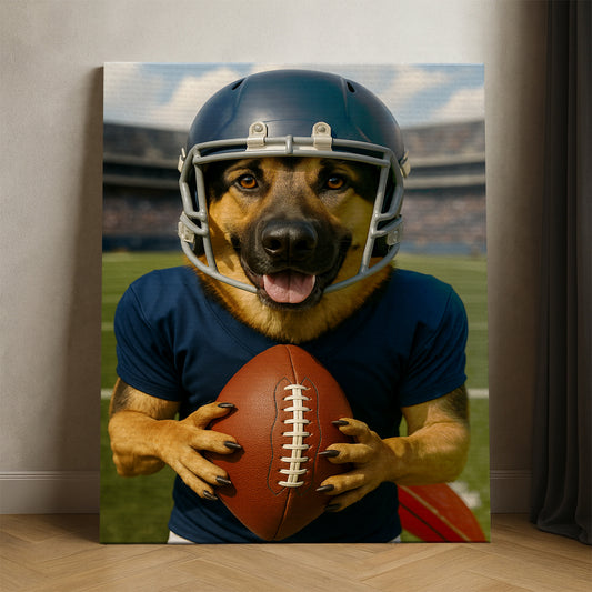 Custom Photo Footaball Dog Canvas Gift For Dog Lovers