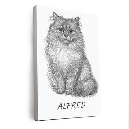 Custom Photo Cat Pencil Art