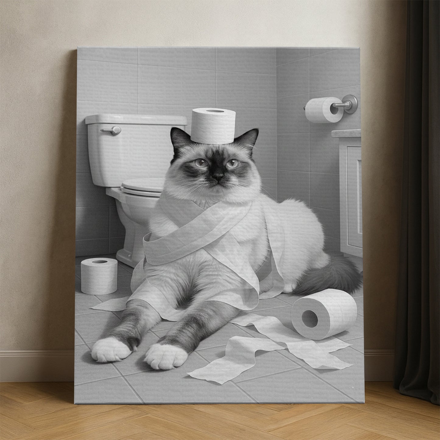 Custom Photo Cat Bathroom Style 16 Canvas Gift For Cat Lovers