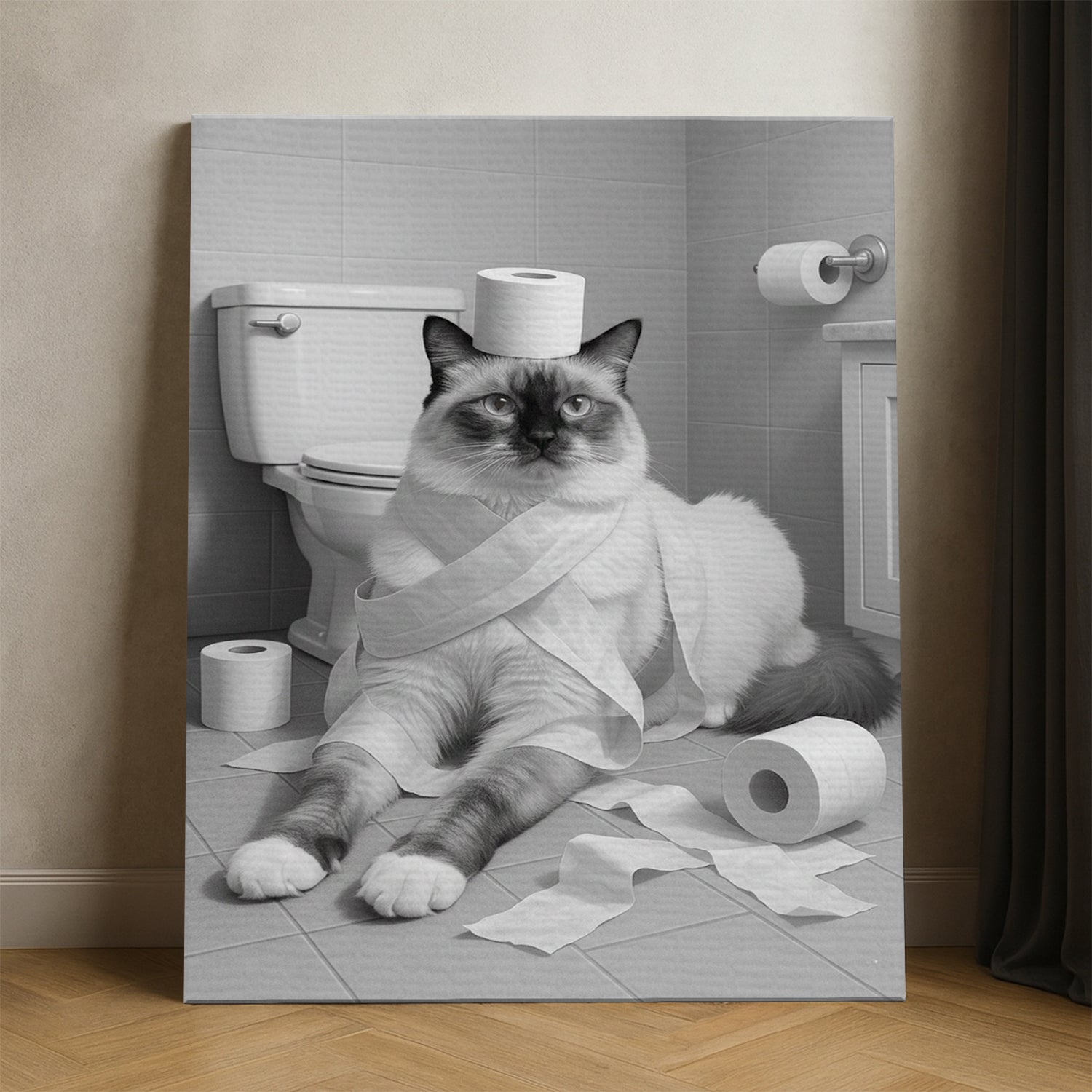 Custom Photo Cat Bathroom Style 16 Canvas Gift For Cat Lovers