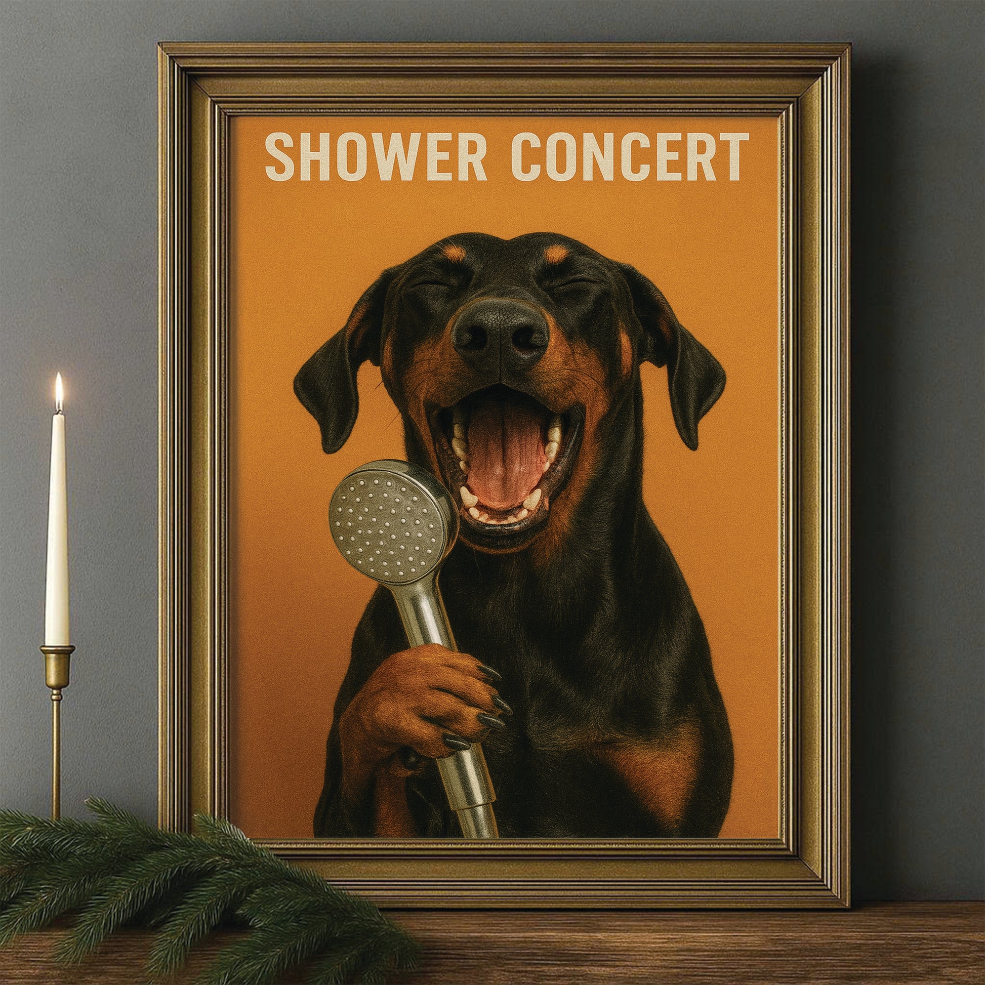 Custom Photo Dog Bathroom Style 32 Canvas Framed Wall Art Gift For Dog Lovers
