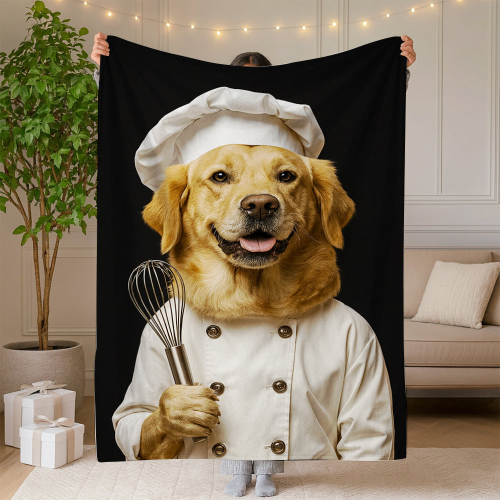 Custom Photo Dog Chef Blanket Gift For Dog Lover