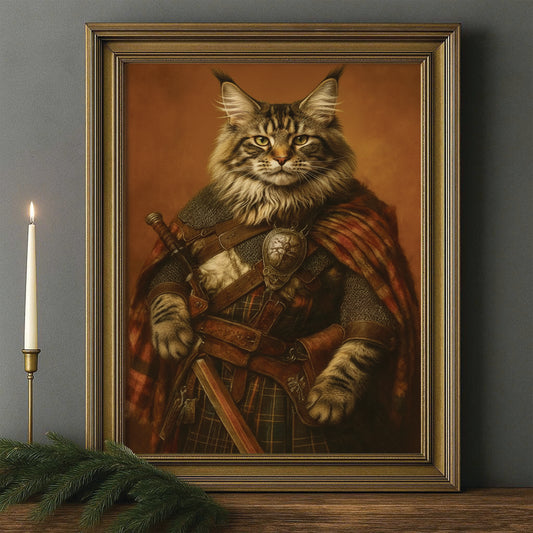 Custom Photo Royal Knight Cat Canvas Framed Wall Art Gift For Cat Lovers