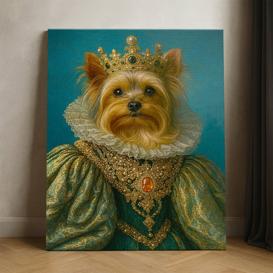 Custom Photo Potrait Royal Dog With Crown Canvas Gift For Dog Lovers