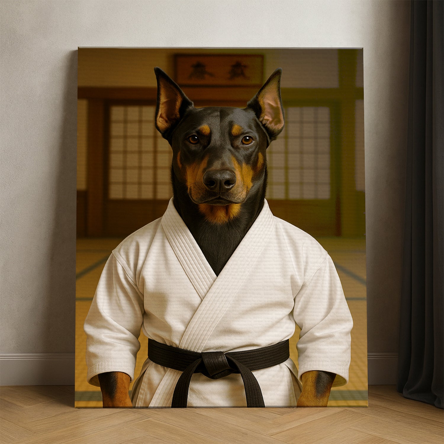 Custom Photo Karate Dog Canvas Gift For Dog Lovers
