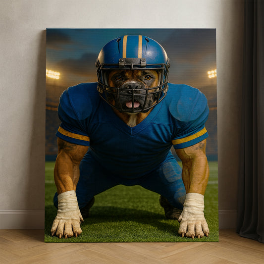 Custom Photo Football Player 2 Dog Canvas Gift For Dog Lovers