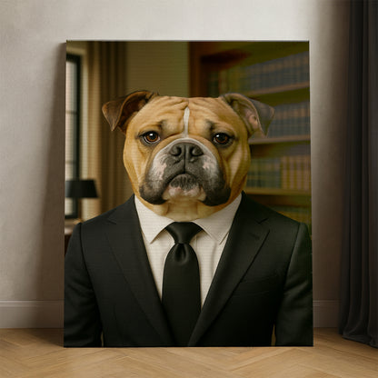 Custom Photo Business man Ceo Dog Canvas Gift For Dog Lovers