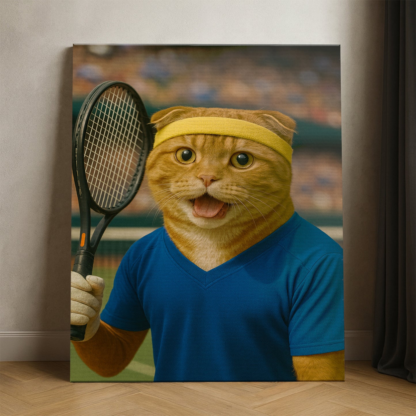 Custom Photo Tennis Player Cat Canvas Gift For Cat Lovers