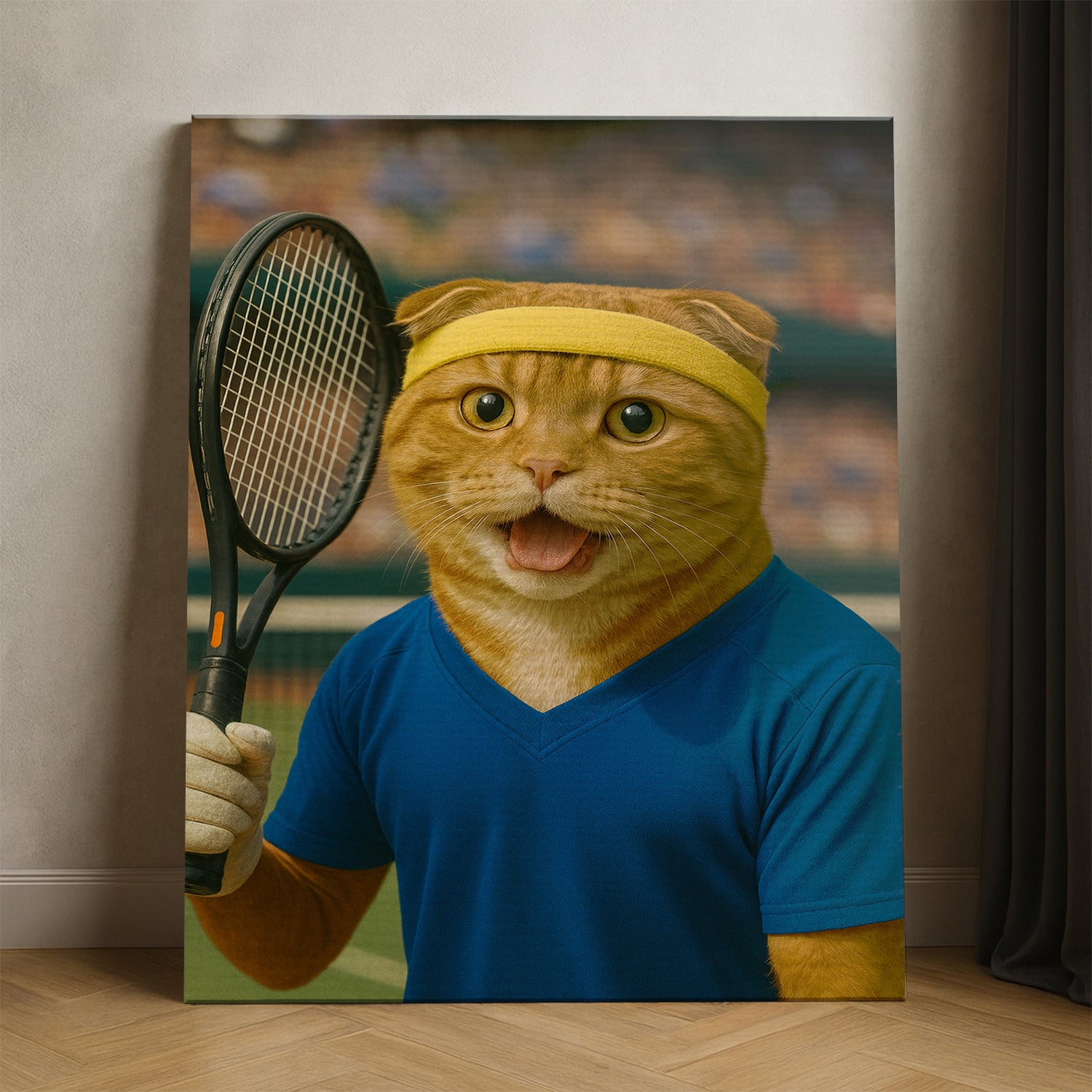 Custom Photo Tennis Player Cat Canvas Gift For Cat Lovers
