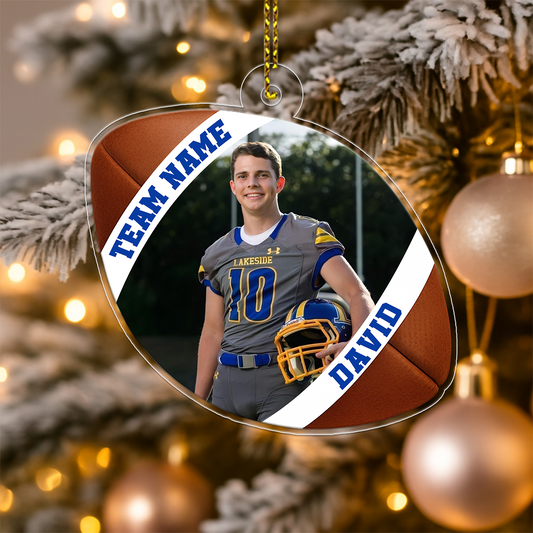 Custom Photo Football Player Xmas Acrylic Ornament Christmas Gift
