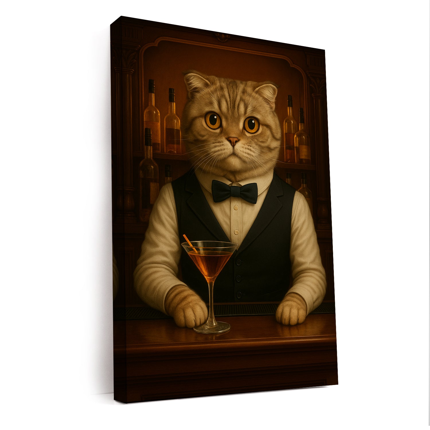 Personalized Cat Portrait Bartender Canvas
