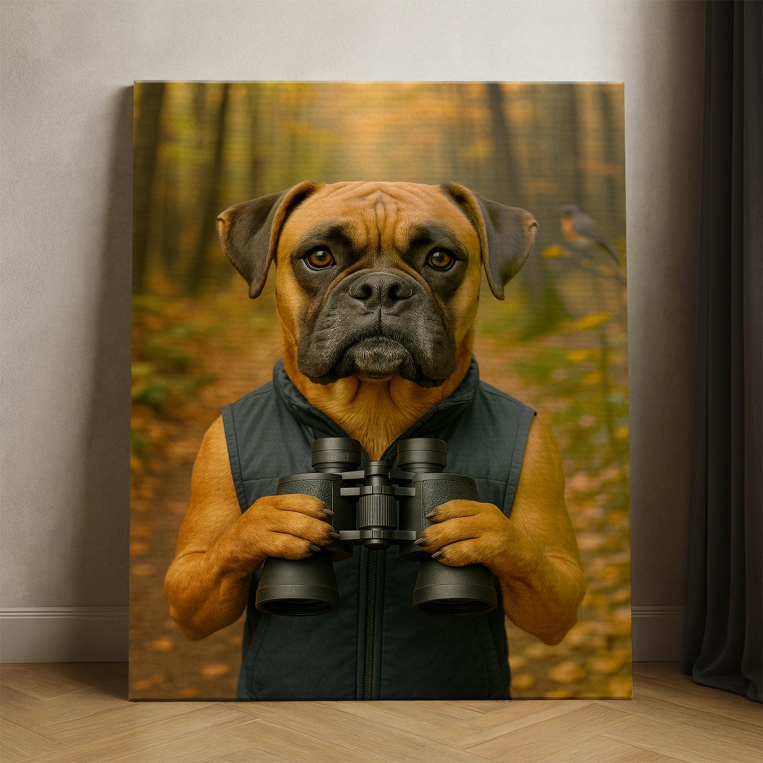Custom Photo Bird Watching Dog Canvas Gift For Dog Lovers