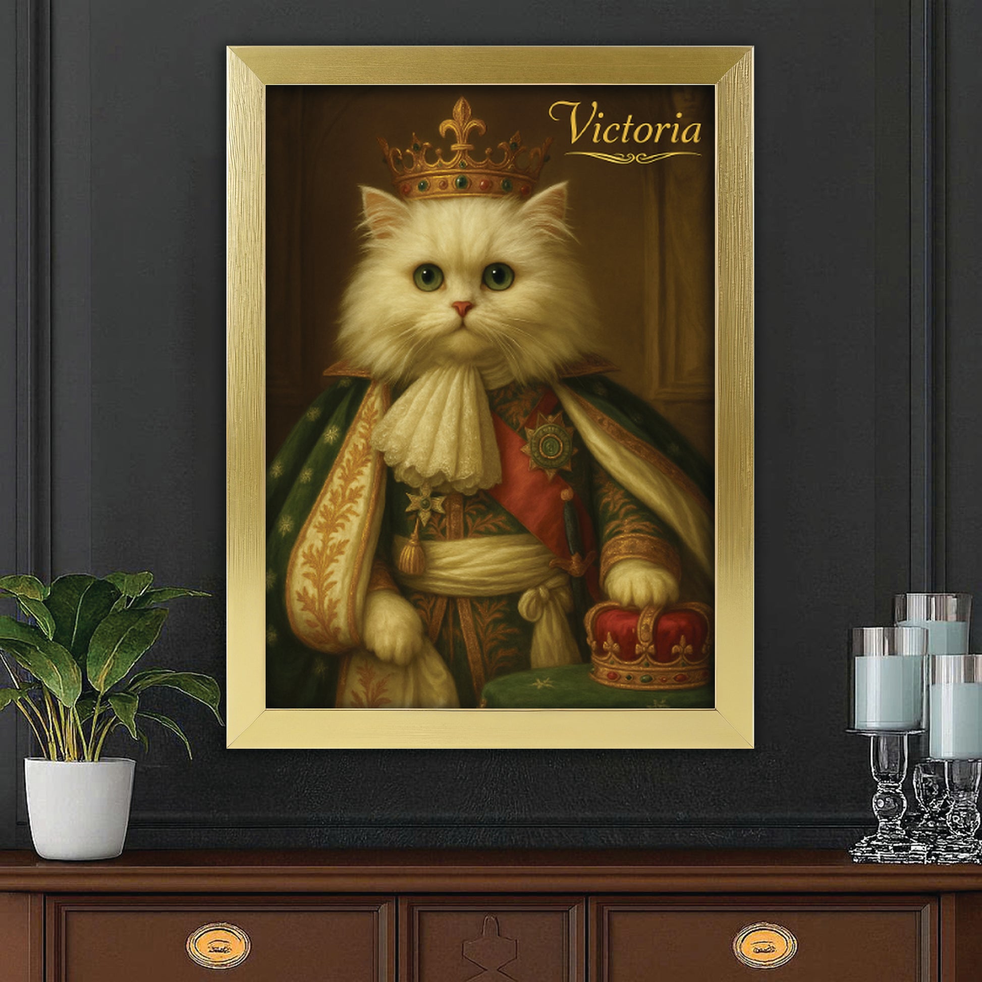 Custom Photo Napoleon Cat Canvas Framed Wall Art Gift For Cat Lovers