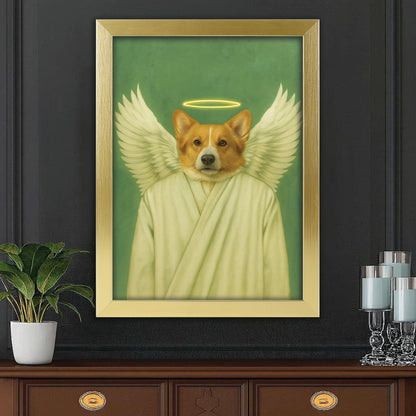 Custom Photo Angel Dog Canvas Framed Wall Art Memorial Gift For Dog