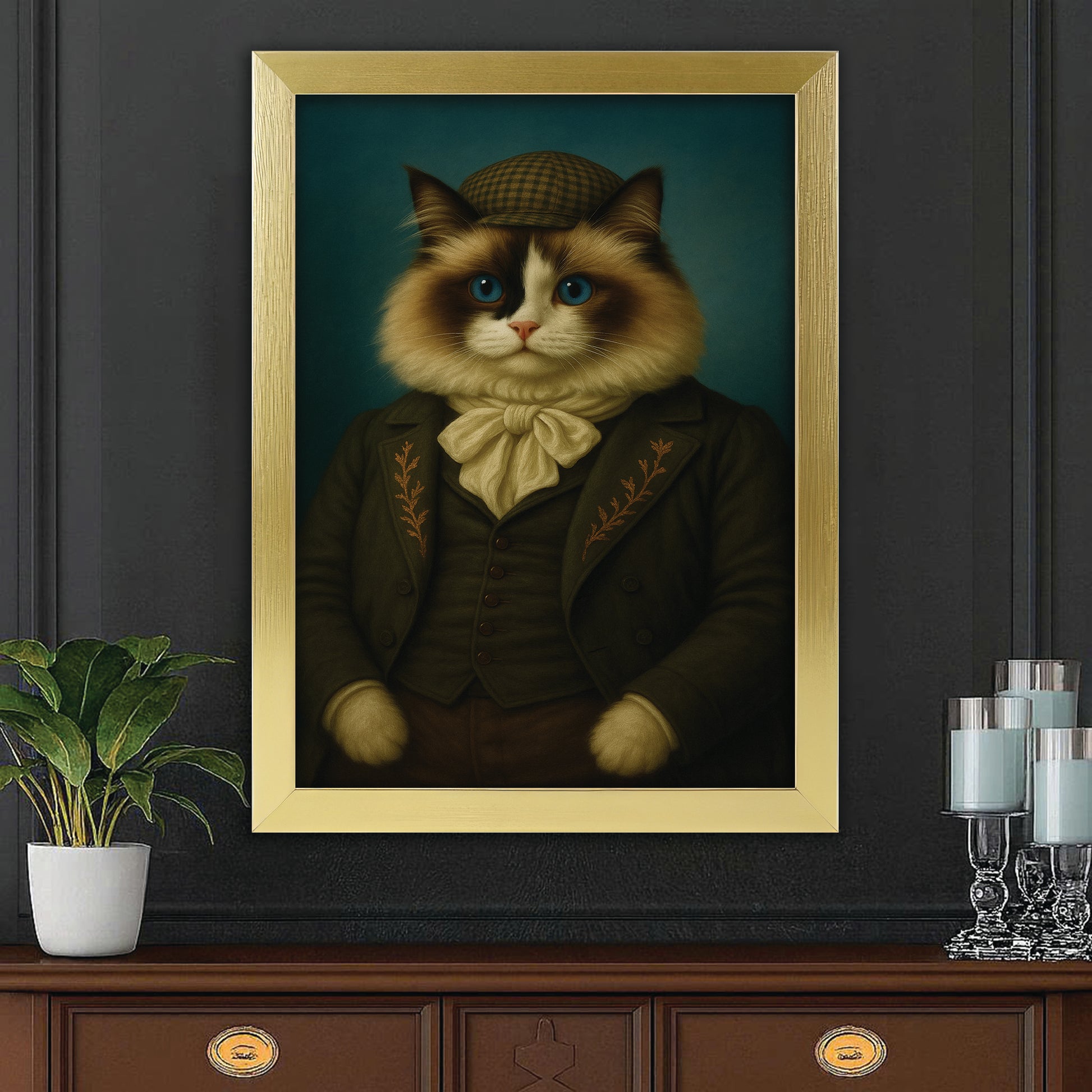 Custom Photo Detective Cat Canvas Framed Wall Art Gift For Cat Lovers