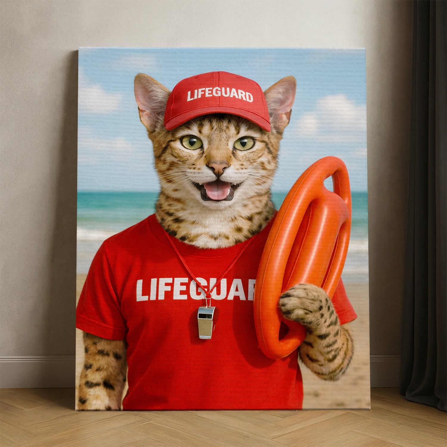 Custom Photo Lifeguard Cat Canvas Gift For Cat Lovers