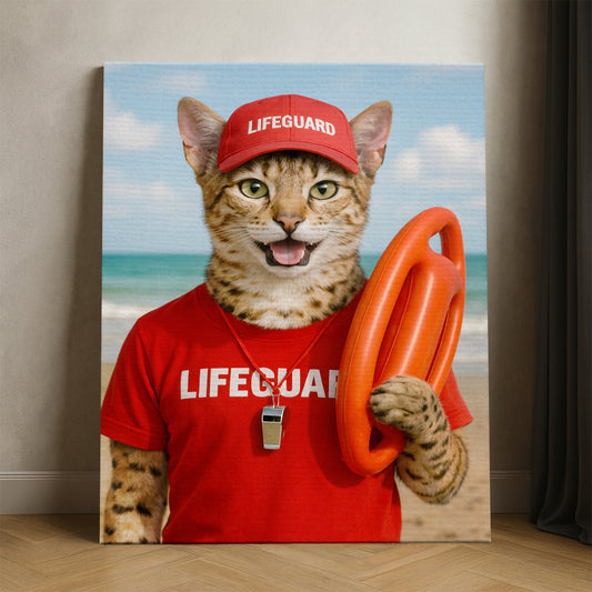 Custom Photo Lifeguard Cat Canvas Gift For Cat Lovers
